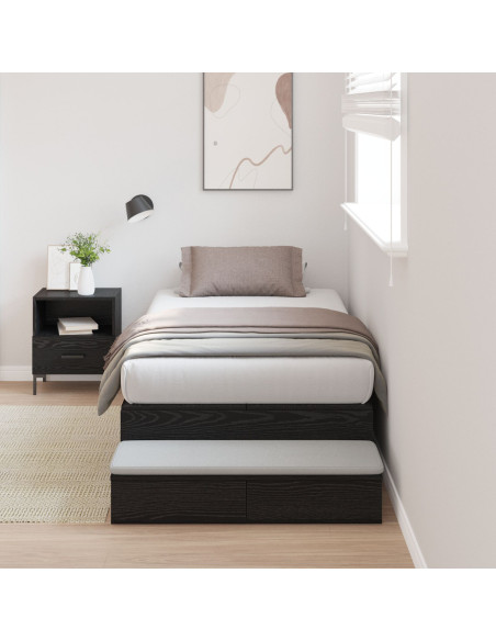 Struttura letto con contenitore con cassetto Rovere Nero 90 cm