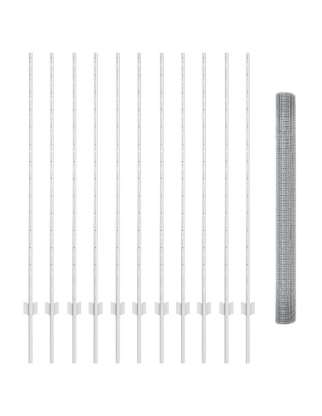 Recinzione in Filo Saldato  con 22 Post in U Argento 1.4x25 m Acciaio