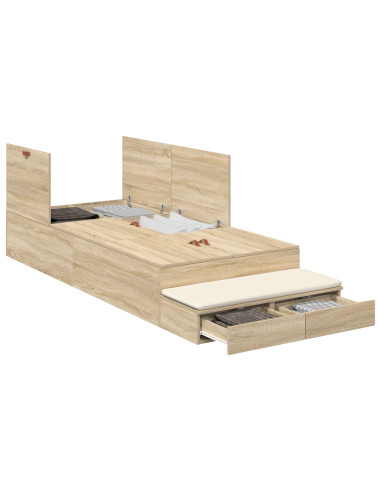 Struttura letto con contenitore Rovere Sonoma 90 cm