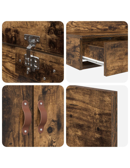 Struttura letto con contenitore con cassetto Rovere fumé 90 cm