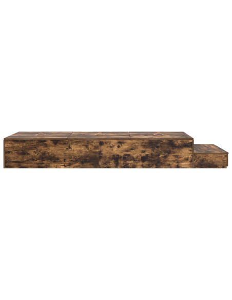 Struttura Letto Contenitore  Rovere Affumicato Legno Singolo