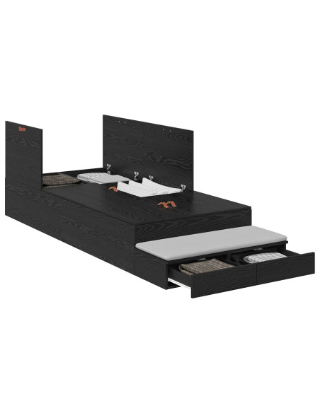 Struttura Letto Contenitore  Rovere Nero Legno ingegnerizzato