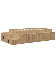 Struttura letto con contenitore Rovere artigianale 75 cm
