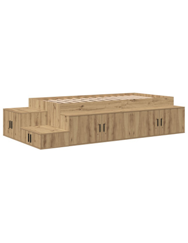 Struttura letto con contenitore Rovere artigianale 75 cm