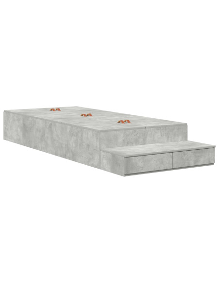 Struttura Letto con Contenitore  Grigio Cemento Legno Ingegnerizzato