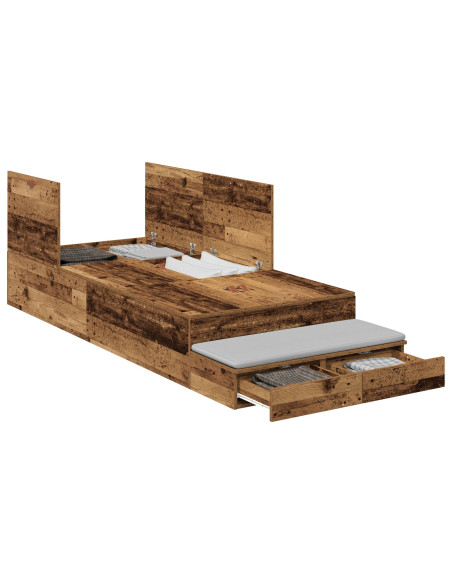 Struttura letto con contenitore Legno vecchio 80 cm