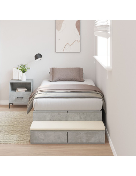Struttura Letto con Contenitore  Grigio Cemento Legno Ingegnerizzato