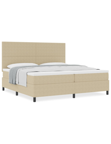 Letto a molle con testiera Grigio chiaro e bianco 200 x 200 cm