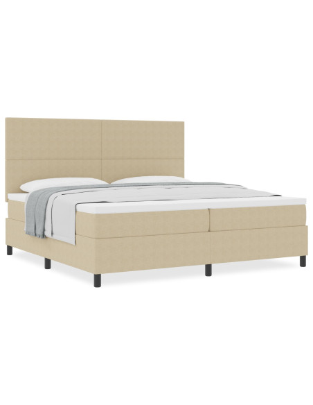 Letto Box Spring con Materasso Beige Chiaro 200x200 cm Tessuto in corduroy