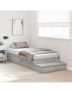 Struttura letto con contenitore Grigio Sonoma 75 cm 2