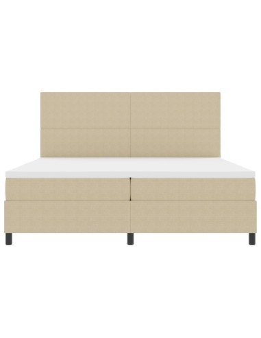 Letto a molle con testiera Grigio chiaro e bianco 200 x 200 cm