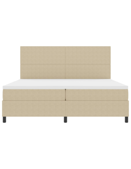 Letto Box Spring con Materasso Beige Chiaro 200x200 cm Tessuto in corduroy