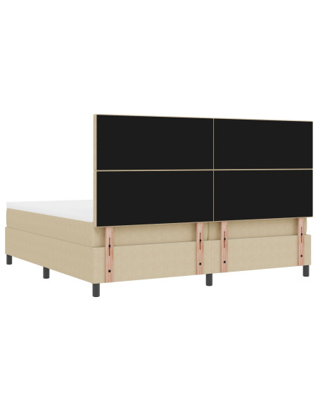 Letto Box Spring con Materasso Beige Chiaro 200x200 cm Tessuto in corduroy