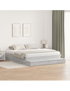 Struttura letto con contenitore Grigio Sonoma 200 cm