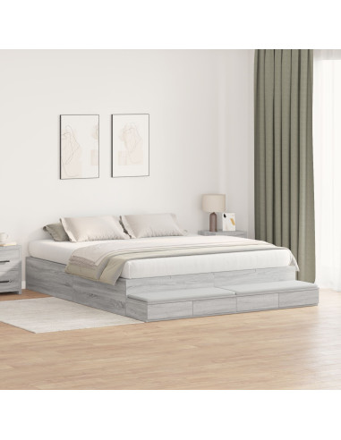 Struttura letto con contenitore Grigio Sonoma 200 cm
