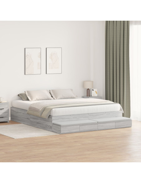Struttura letto con contenitore Grigio Sonoma 200 cm