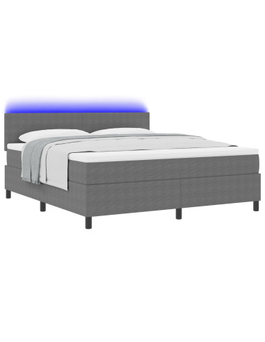 Letto a Sorgente LED Grigio chiaro e bianco 180 x 200 cm