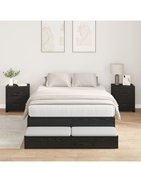 Struttura letto con contenitore con cassetto Rovere Nero 120 cm
