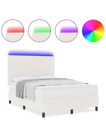 Letto a Molle con Materasso&LED Crema 140x200 cm Velluto