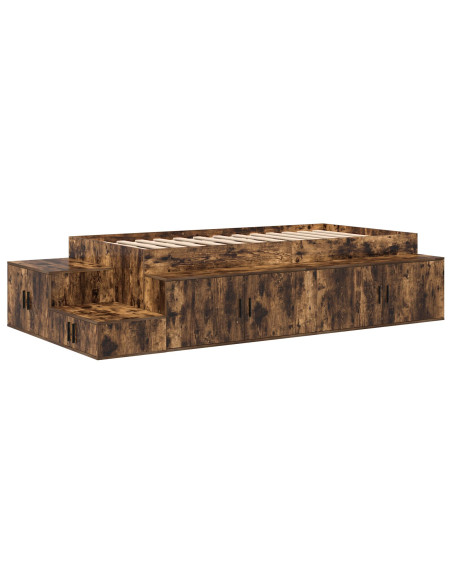 Letto con Archiviazione Rovere Affumicato Legno Ingegnerizzato