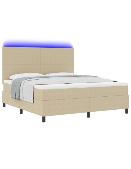 Letto con Contenitore  con Materasso & Luce LED Verde Grigio Super King Tessuto a Cordoné