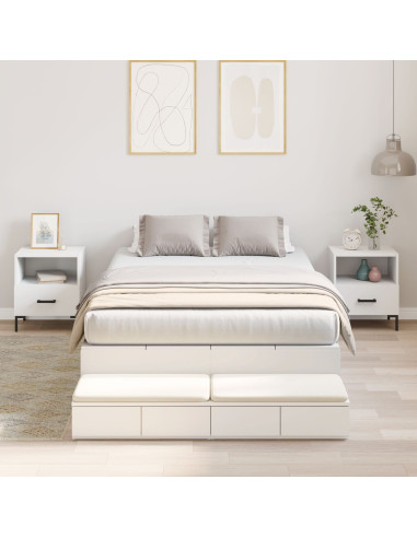 Struttura letto con contenitore Bianco 120 cm Legno multistrato