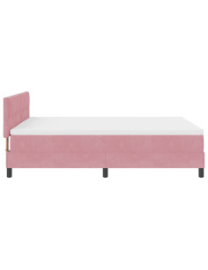 Letto a molle con materasso Rosa 140 x 190 cm Velluto