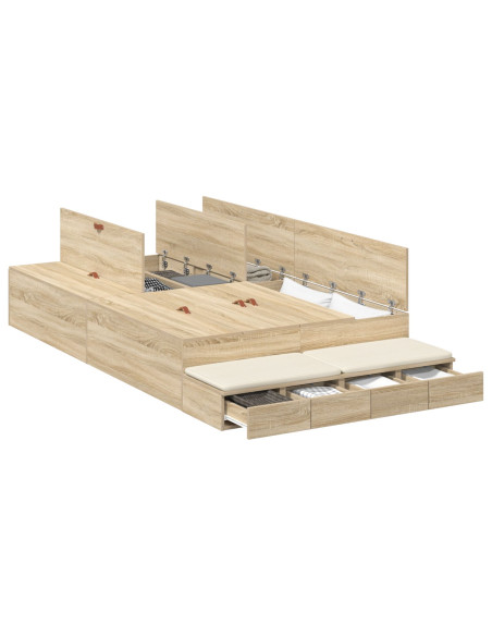 Struttura Letto con Contenitore  Rovere di Sonoma Legno ingegnerizzato