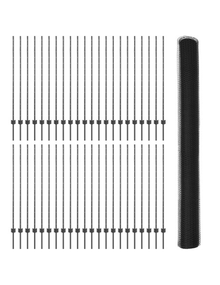 Posti per Recinzione  22 pcs U-Channel Grigio 140 cm Acciaio, Recinzione Esagonale  Grigia 1,4x100 m Acciaio