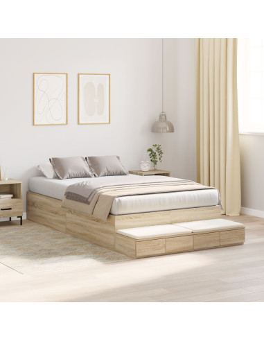 Struttura letto con contenitore Rovere Sonoma 120 cm