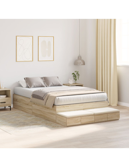 Struttura letto con contenitore Rovere Sonoma 120 cm