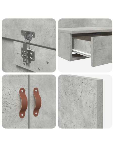 Struttura letto con contenitore Grigio cemento 120 cm