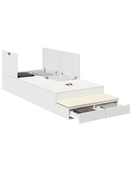 Struttura letto con contenitore Bianco 80 cm Legno multistrato