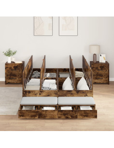 Struttura letto con contenitore con cassetto Rovere fumé 120 cm 2