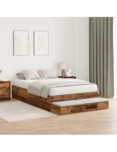 Struttura letto con contenitore Legno vecchio 120 cm