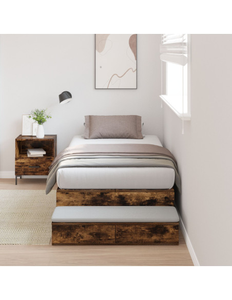 Struttura Letto con Contenitore  Rovere Smoked Legno Ingegnerizzato