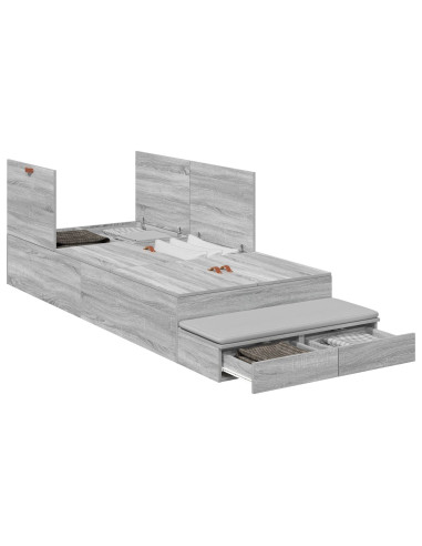 Struttura letto con contenitore Grigio Sonoma 80 cm