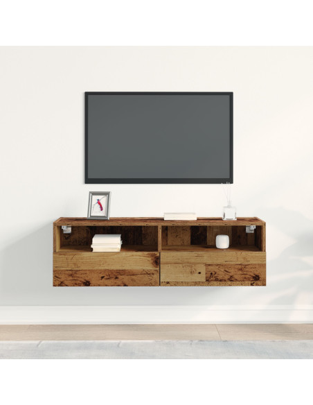 Mobile TV a parete  in legno antico 100x30x30 cm in legno ingegnerizzato