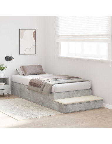 Struttura letto con contenitore Grigio cemento 90 cm