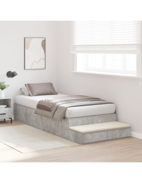 Struttura letto con contenitore Grigio cemento 90 cm