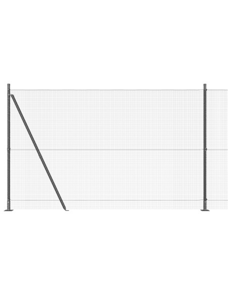 Recinzione in Rete Saldato con 13 Pali Flangiati Grigio 1.5x50 m Acciaio