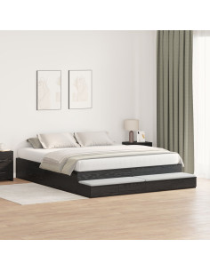 Struttura letto con contenitore con cassetto Rovere Nero 200 cm 2
