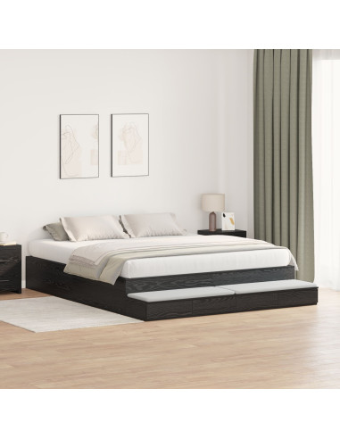 Struttura letto con contenitore con cassetto Rovere Nero 200 cm