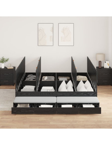 Struttura letto con contenitore con cassetto Rovere Nero 200 cm