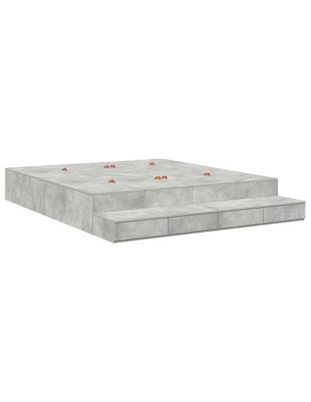 Struttura Letto con Contenitore Grigio Cemento 200x200 cm