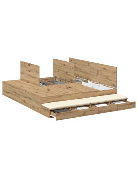 Struttura letto con contenitore  Rovere Artigianale 200x200 cm