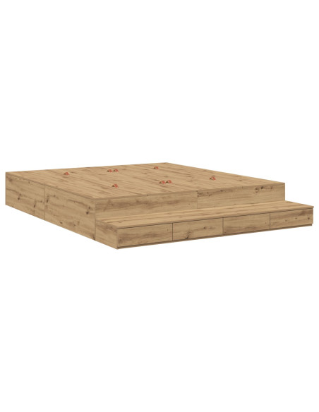 Struttura letto con contenitore  Rovere Artigianale 200x200 cm