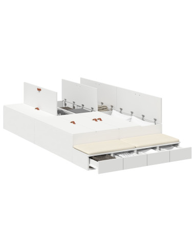 Struttura letto con contenitore Bianco 120 cm Legno multistrato