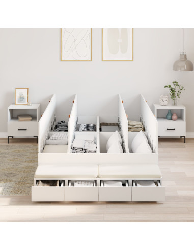 Struttura letto con contenitore Bianco 120 cm Legno multistrato