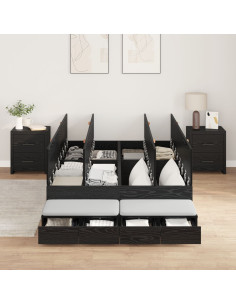 Struttura letto con contenitore con cassetto Rovere Nero 120 cm 2